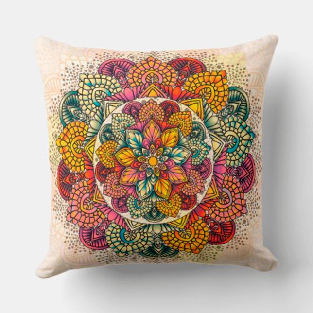 Flowers mandala  throw pillow (Creator Uploaded)