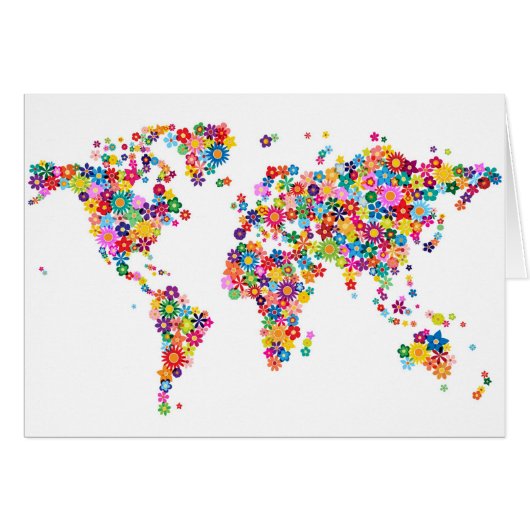 Flowers Map of the World Map Cards (Front Horizontal)