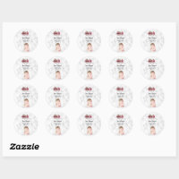 Flowers Marble Baby Birth Announcement Sticker