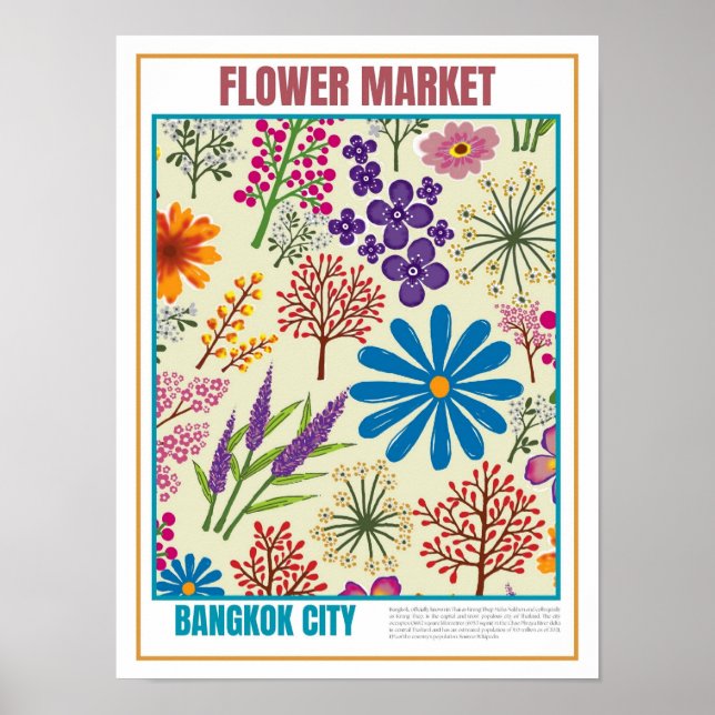 Flowers Market South East Asia Bangkok Poster (Front)