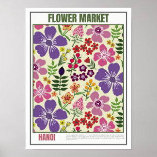 Flowers Market South East Asia Hanoi Poster