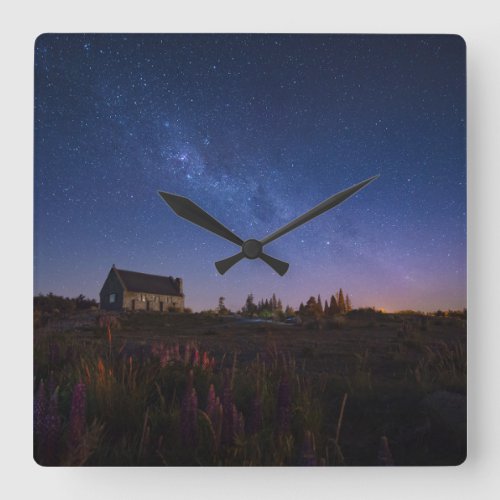 Flowers  Milky Way New Zealand Square Wall Clock