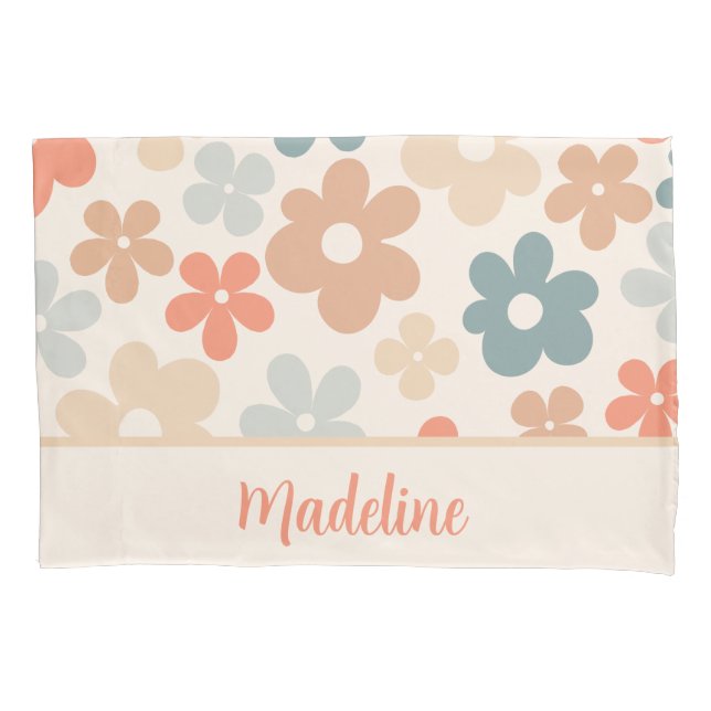 Flowers Modern Cute Design Personalized Gift Name Pillow Case (Front)