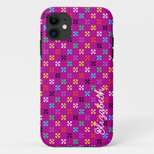 Flowers Modern Geometric Pattern iPhone 11 Case