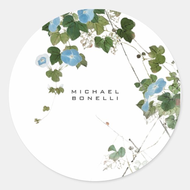 Flowers Modern Own Name Professional Classic Round Sticker (Front)