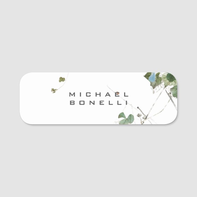 Flowers Modern Own Name Professional Name Tag (Front)