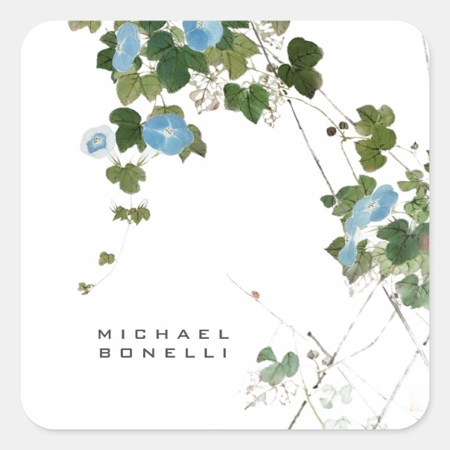Flowers Modern Own Name Professional Square Sticker (Front)