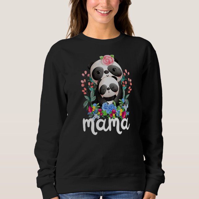 Flowers Mom & Baby Panda Mama Animal Mother's Day  Sweatshirt (Front)