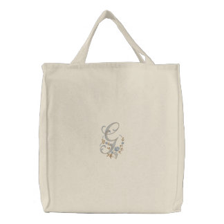Flowers Monogram Initial G Tote Bag