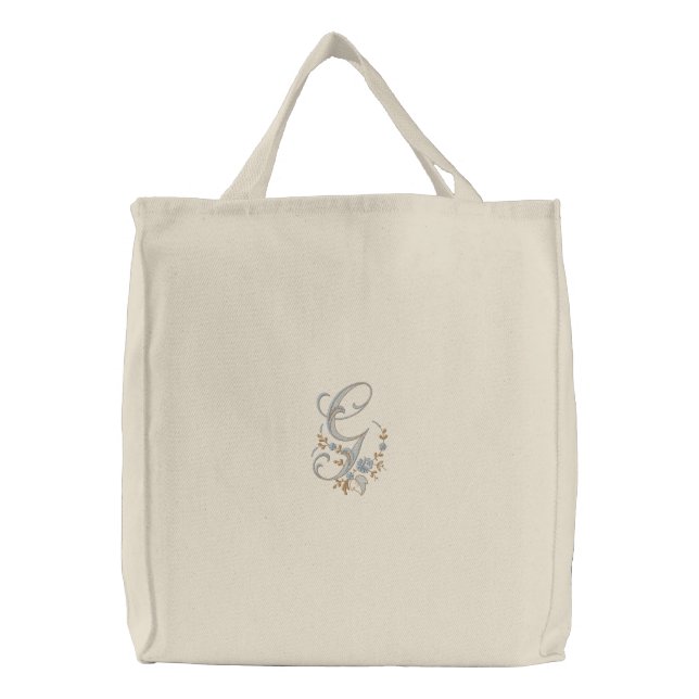 Flowers Monogram Initial G Tote Bag (Front)