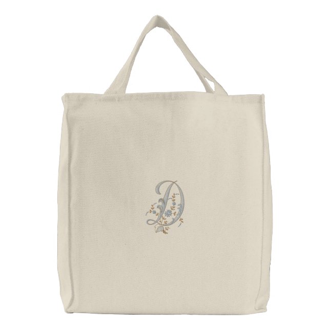 Flowers Monogram Letter D Tote Bag (Front)