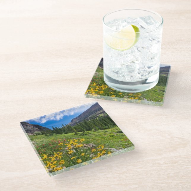 Flowers | Montana Flower Path Glass Coaster (Angled)