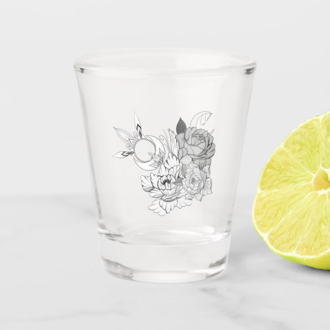 Flowers & Moon  Shot Glass (Front)
