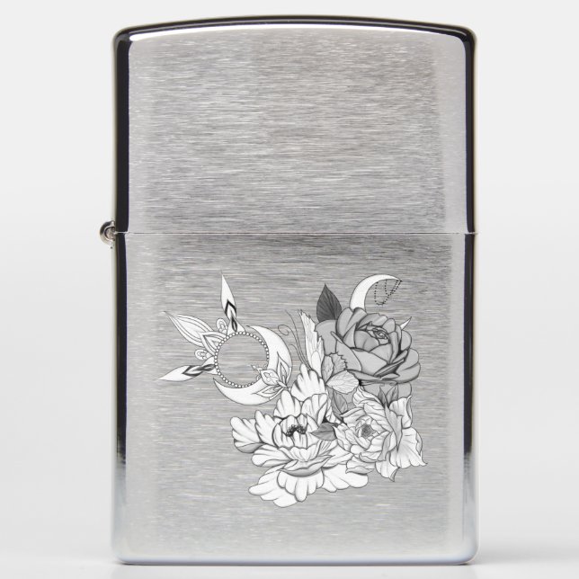 Flowers & Moon Zippo Lighter (Front)