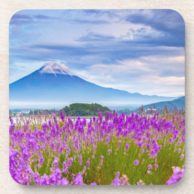Flowers | Mount Fugi Japan Beverage Coaster (Front)