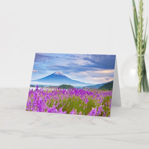 Flowers  Mount Fugi Japan Card