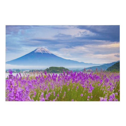Flowers  Mount Fugi Japan Faux Canvas Print