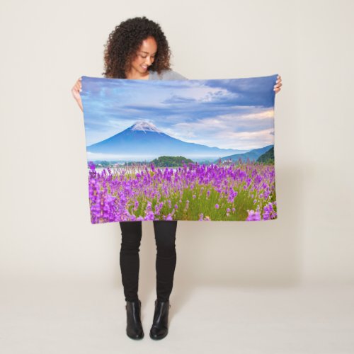 Flowers  Mount Fugi Japan Fleece Blanket