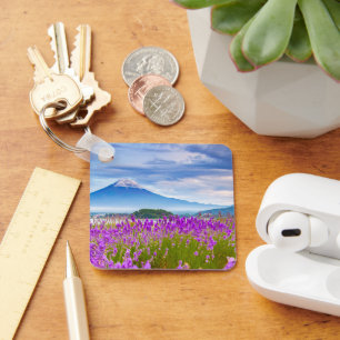 Flowers Mount Fugi Japan Keychain