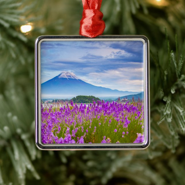 Flowers | Mount Fugi Japan Metal Ornament (Tree)