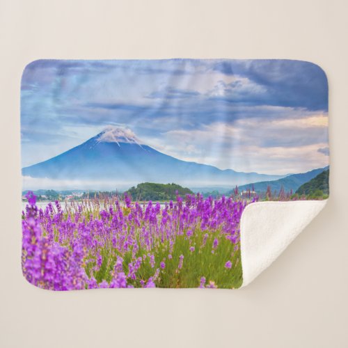 Flowers  Mount Fugi Japan Sherpa Blanket