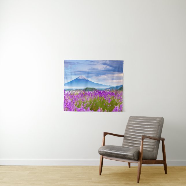 Flowers | Mount Fugi Japan Tapestry (In Situ (Horizontal))