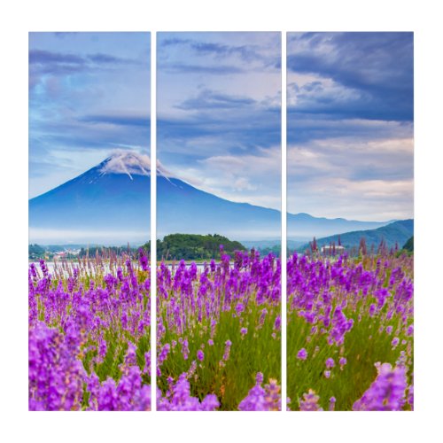 Flowers  Mount Fugi Japan Triptych