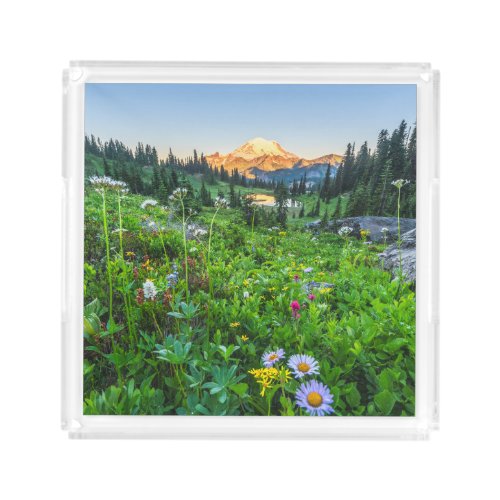 Flowers  Mount Rainier National Park Acrylic Tray