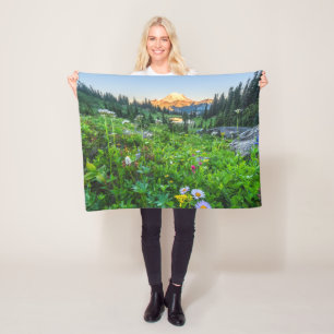 Flowers Mount Rainier National Park Fleece Blanket