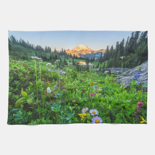 Flowers | Mount Rainier National Park Kitchen Towel (Horizontal)