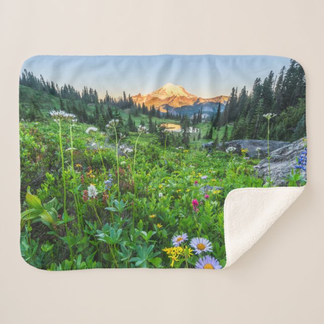 Flowers | Mount Rainier National Park Sherpa Blanket (Front (Horizontal))