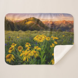 Flowers Mountain Meadow Crested Butte Colorado Sherpa Blanket