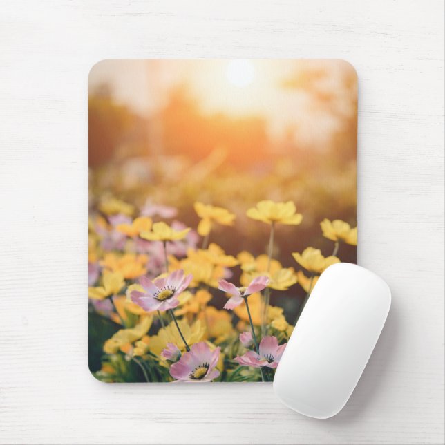Flowers mouse pad (With Mouse)