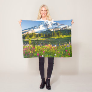 Flowers Mt. Rainier Wildflowers Fleece Blanket
