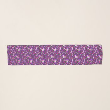 Flowers & Mushrooms Vibrant Pink  Purple & Black Scarf by dulceevents at Zazzle