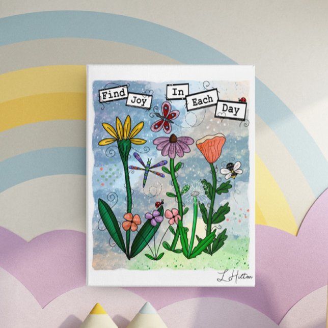 Flowers, Musical Notes and Joy Artwork Acrylic Print (Creator Uploaded)