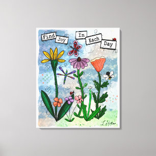 Flowers, Musical Notes and Joy Artwork Canvas Print