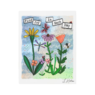 Flowers, Musical Notes and Joy Artwork Metal Print