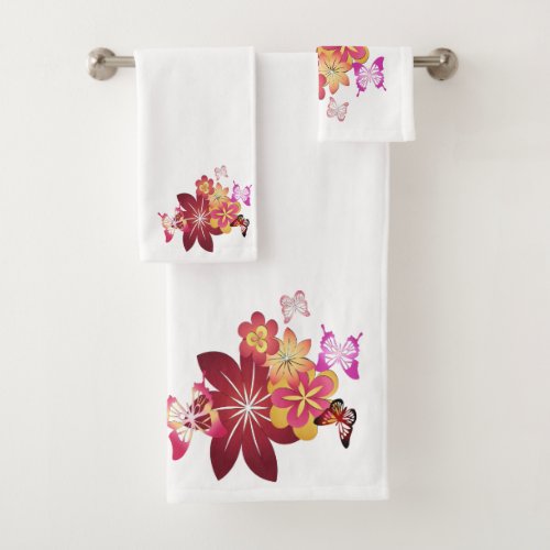 Flowers n Butterflies Bath Towel Set