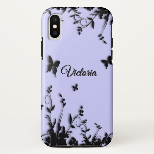 Flowers n Butterflies Blue Personal Case-Mate iPhone Case (Back)