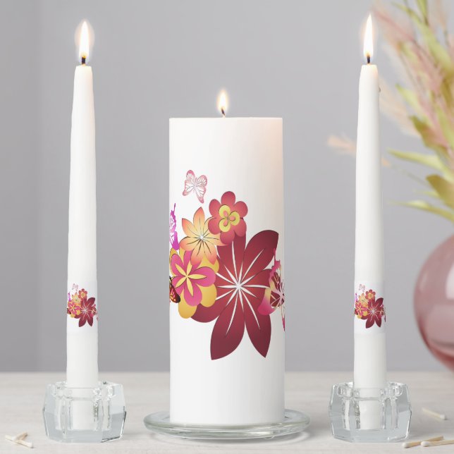 Flowers N Butterflies Unity Candle Set (In Situ)