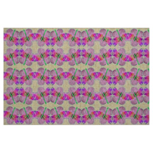 Flowers n Dragonflies (pink on pink) Fabric