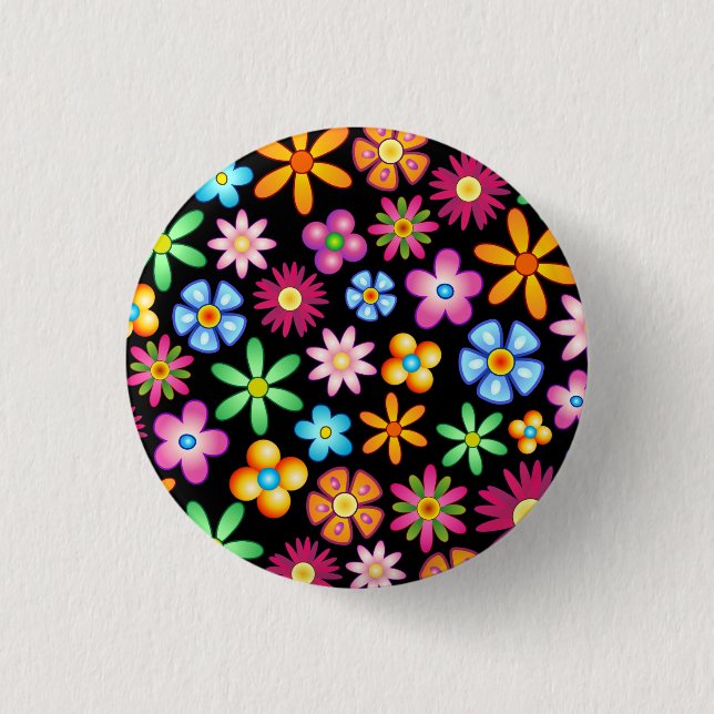 Flowers Naif Design Button (Front)