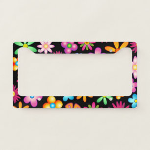 Flowers Naif Design License Plate Frame