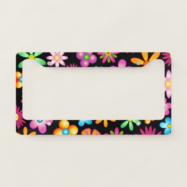 Flowers Naif Design  License Plate Frame (Front)