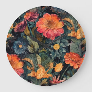 Flowers nature art  large clock