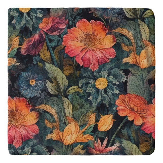 Flowers nature art  trivet (Front)