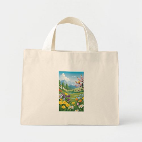 flowers nature landscape art mini tote bag