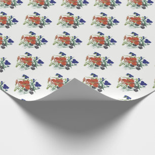 Flowers - NavyBlue - TRANS - Fl8878 - 024 Wrapping Paper