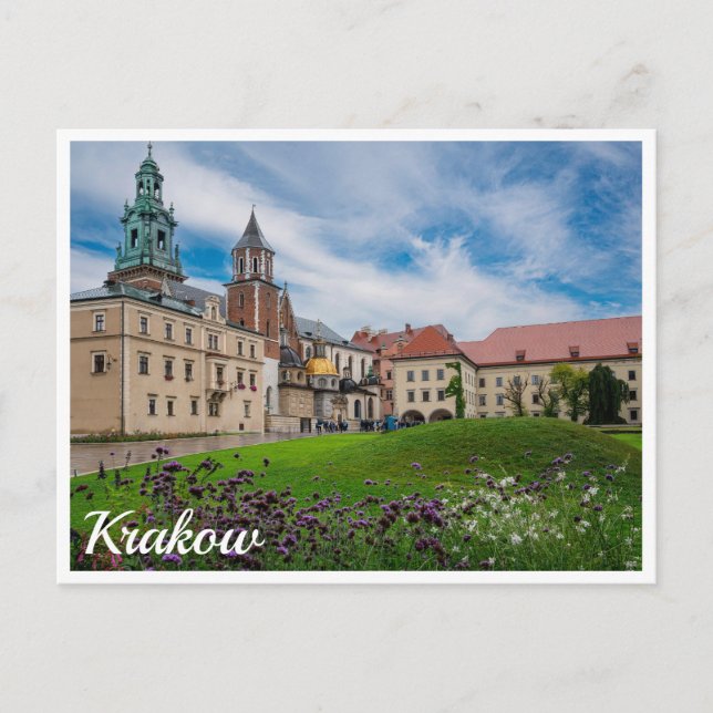 Flowers near Wawel castle in Krakow, Poland Postcard (Front)